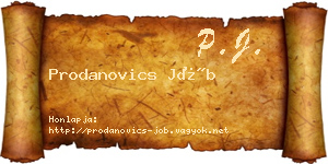 Prodanovics Jób névjegykártya